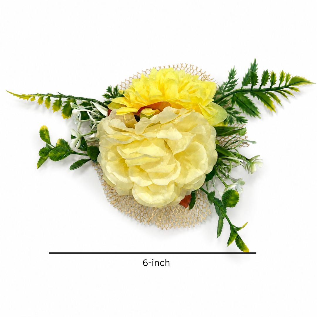 Yellow Floral Net Decoration Accessory for Hamper Packing