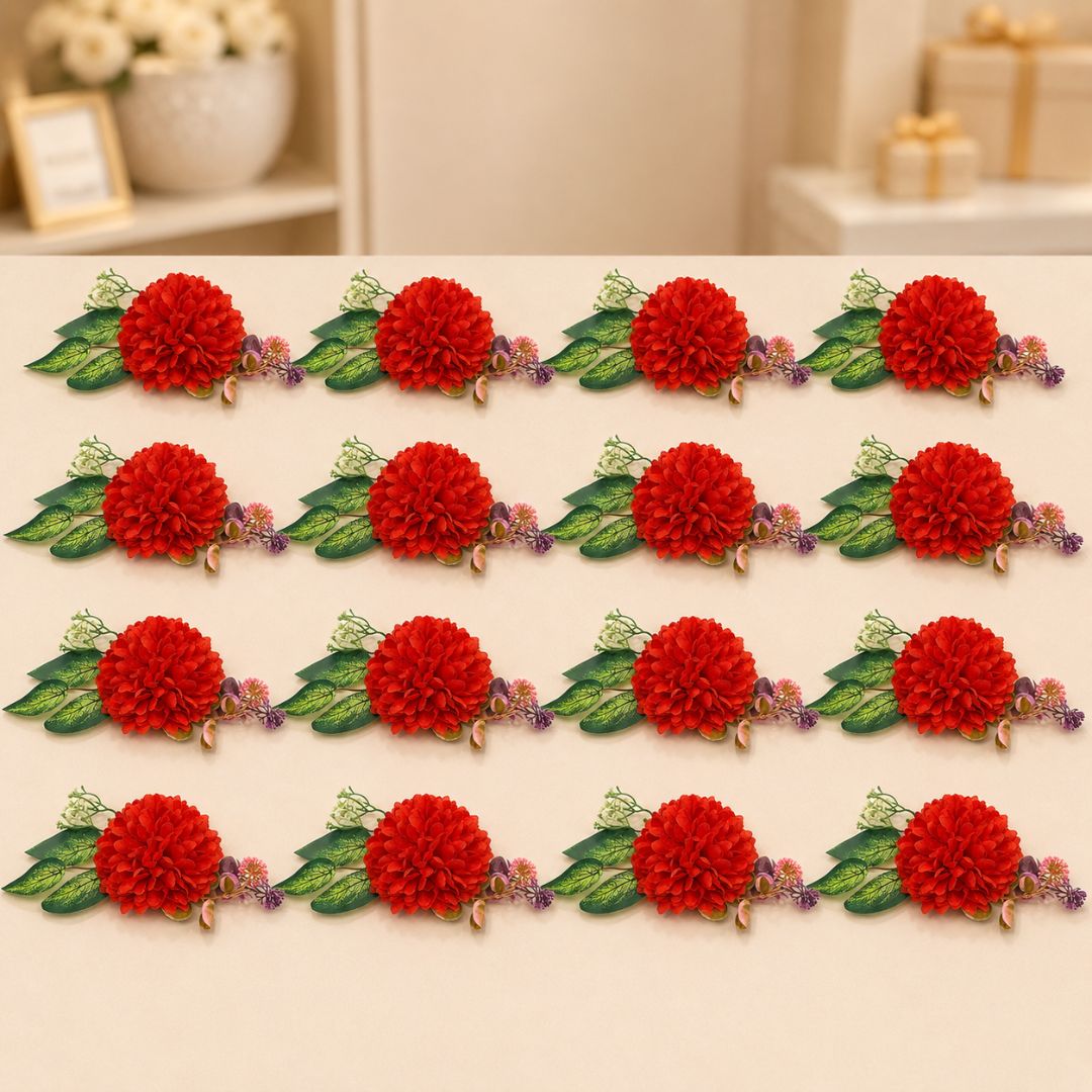 Pack of 5 Red Floral Decoration Accessories for Hamper Packing