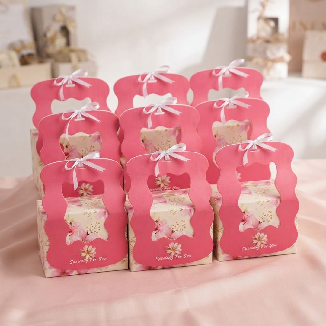 Pack of 8-Pink Window Floral Gift Box