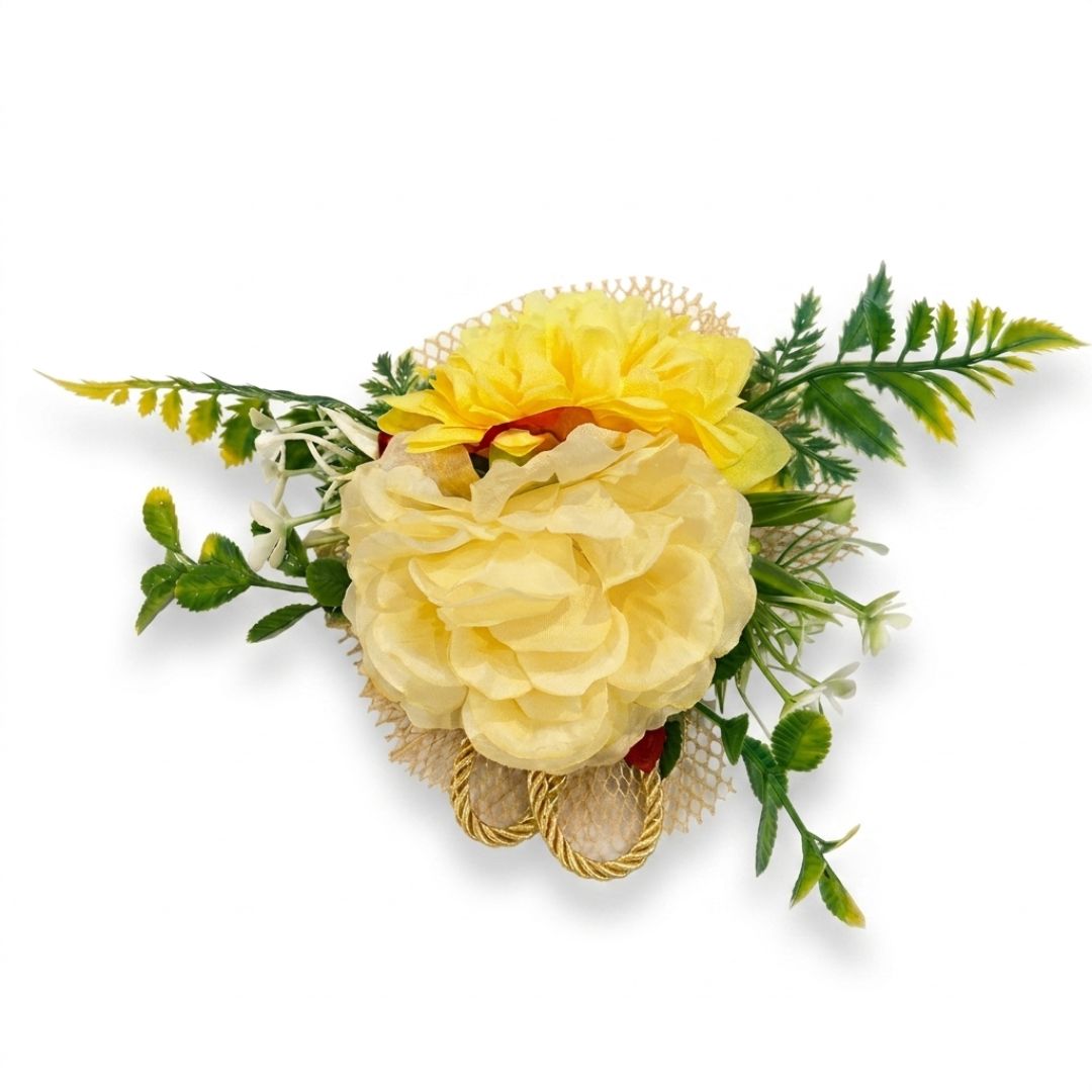 Set of 5 Yellow Floral Decorative Accessories for Hamper & Trousseau Packing