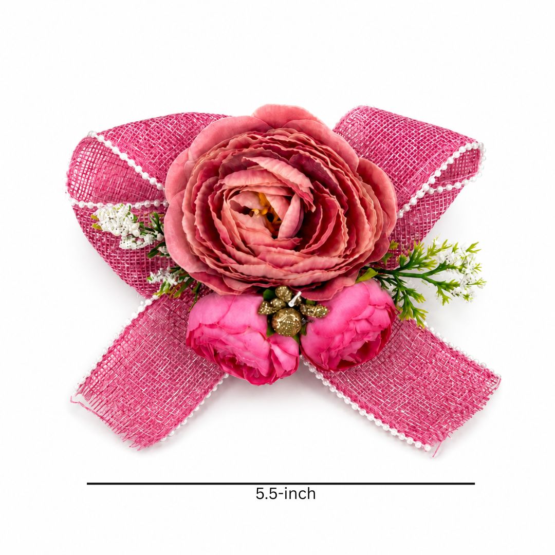 Dusty Pink Flower Bunch with Bow for Hamper Decoration – Pack of 5 - Adscraft.in