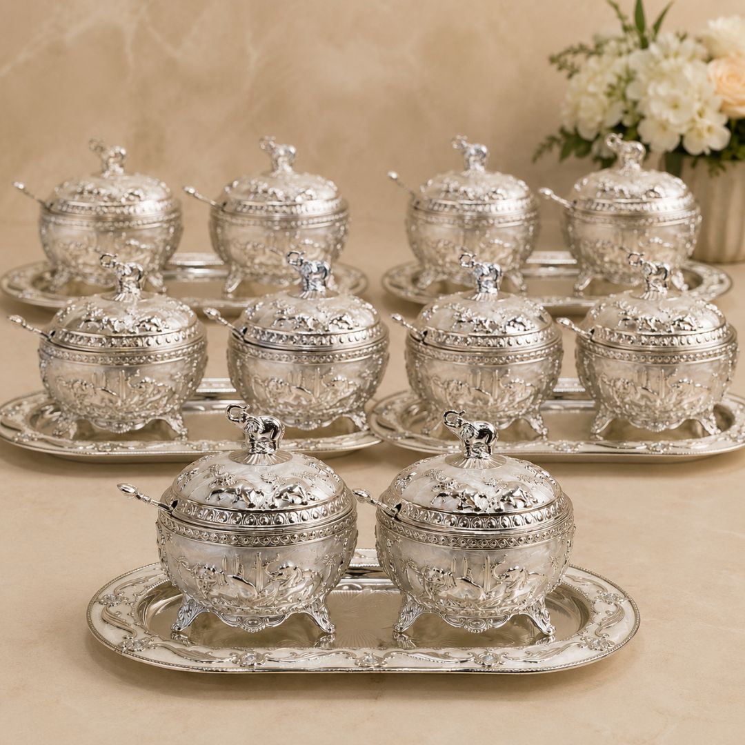 German Silver White Elephant Serving Set with Spoon
