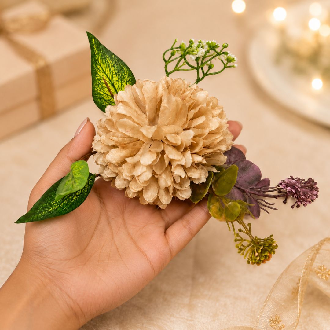 Pack of 5 Beige Floral Decoration Accessories for Hamper Packing