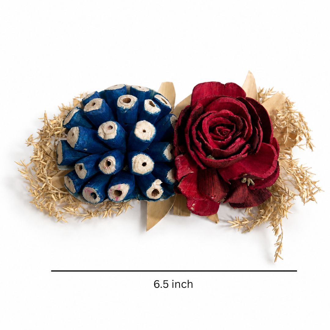 Set of 5 Blue & Red Floral Decorative Accessories for Hamper & Trousseau Packing