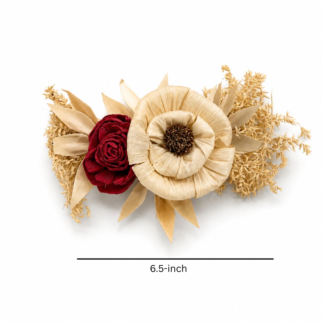 Set of 5 Cream & Red Floral Decorative Accessories for Hamper & Trousseau Packing