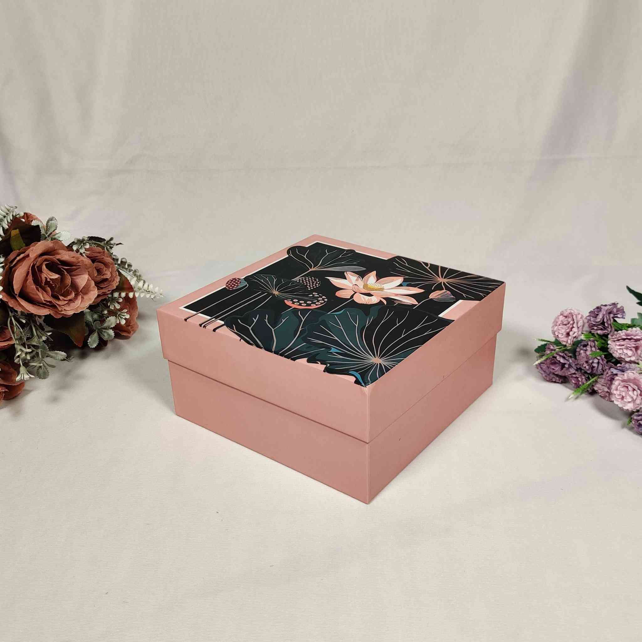 Pink Floral Box For Gift Hamper (10x10x4 inches)