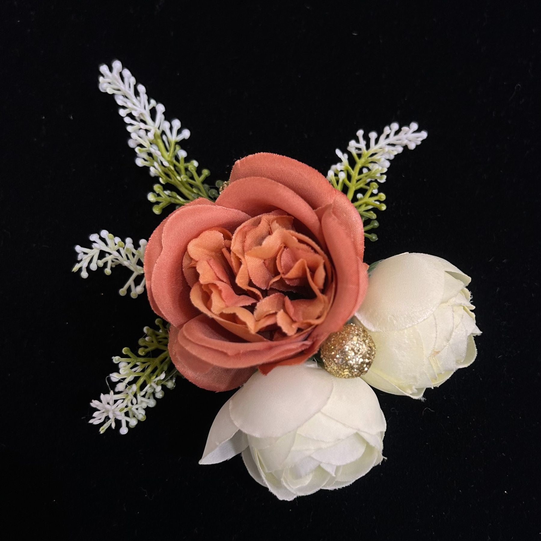 Sunset Bloom Trio with Gold Accent & Snow Fern Filler( Pack of 5 )