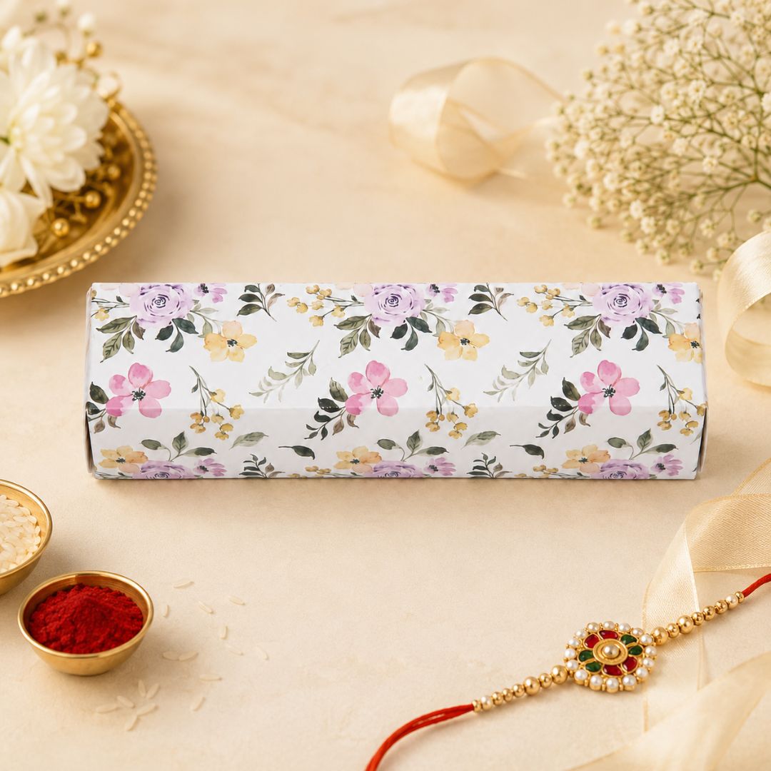 Pack of 8 White Floral Slim Gift Box