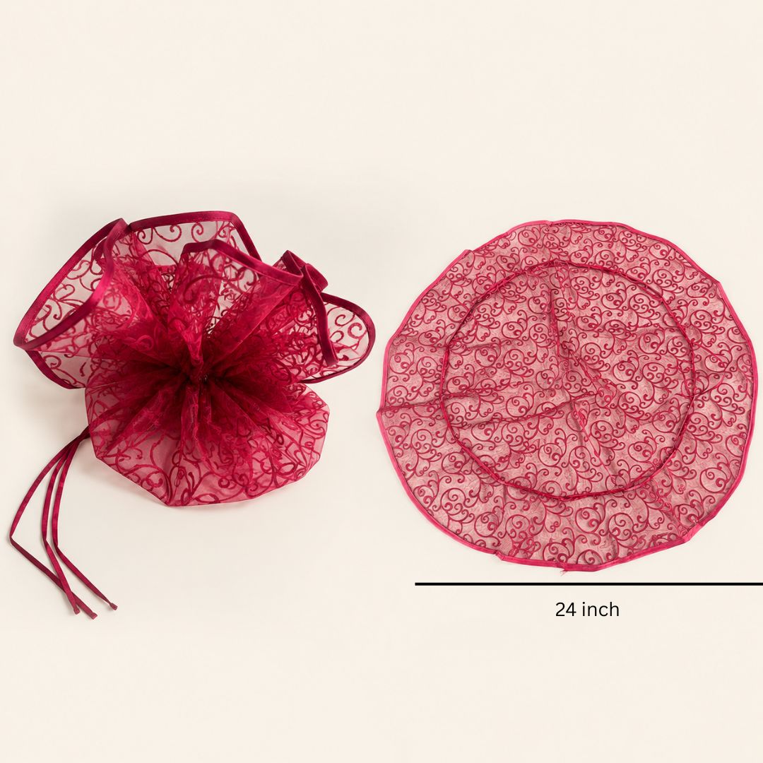 Red Organza Potli Gift Bag Pack of 5 with Golden Base