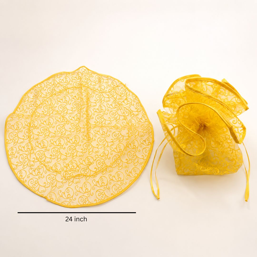 Yellow Organza Potli Gift Bag Pack of 5