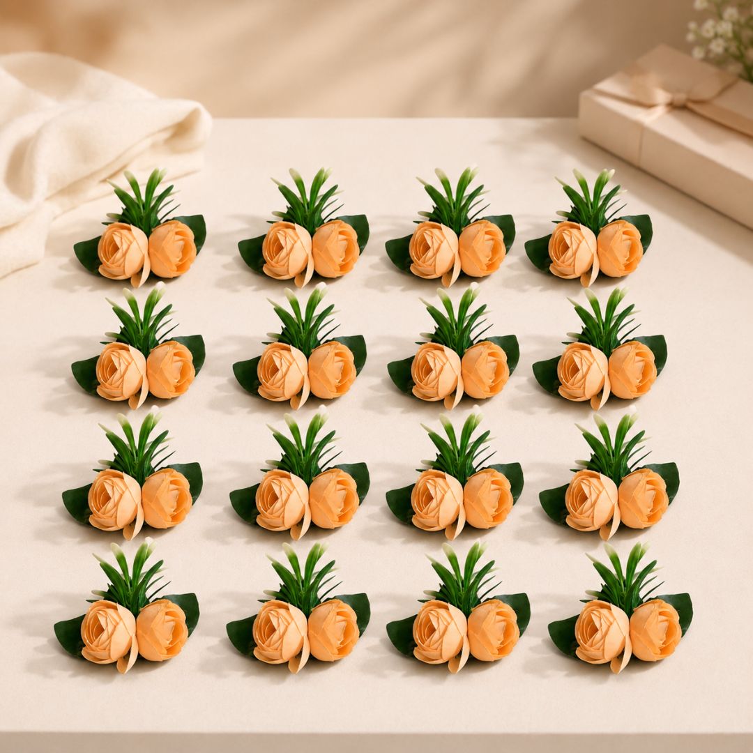 Set of 5 Peach Rose Floral Decoration Accessories for Hamper Packing