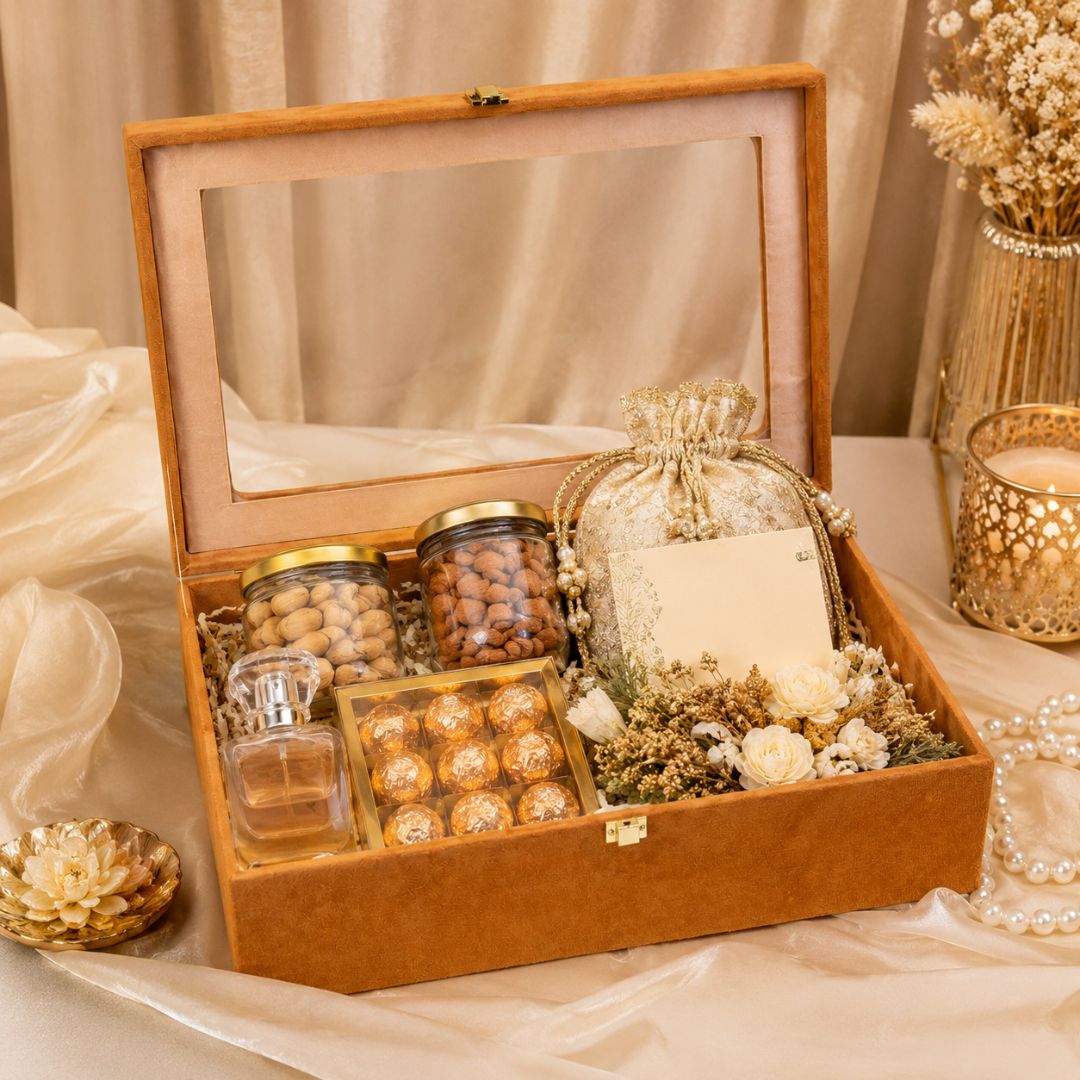Mustard Transparent Lid Gift Box with Golden Latch