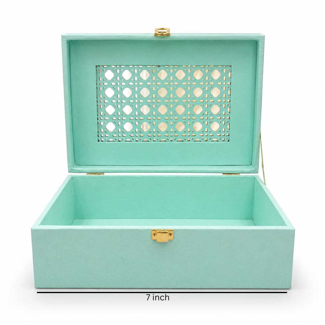 Mint Green Laser Cut Gift Box with Golden Latch