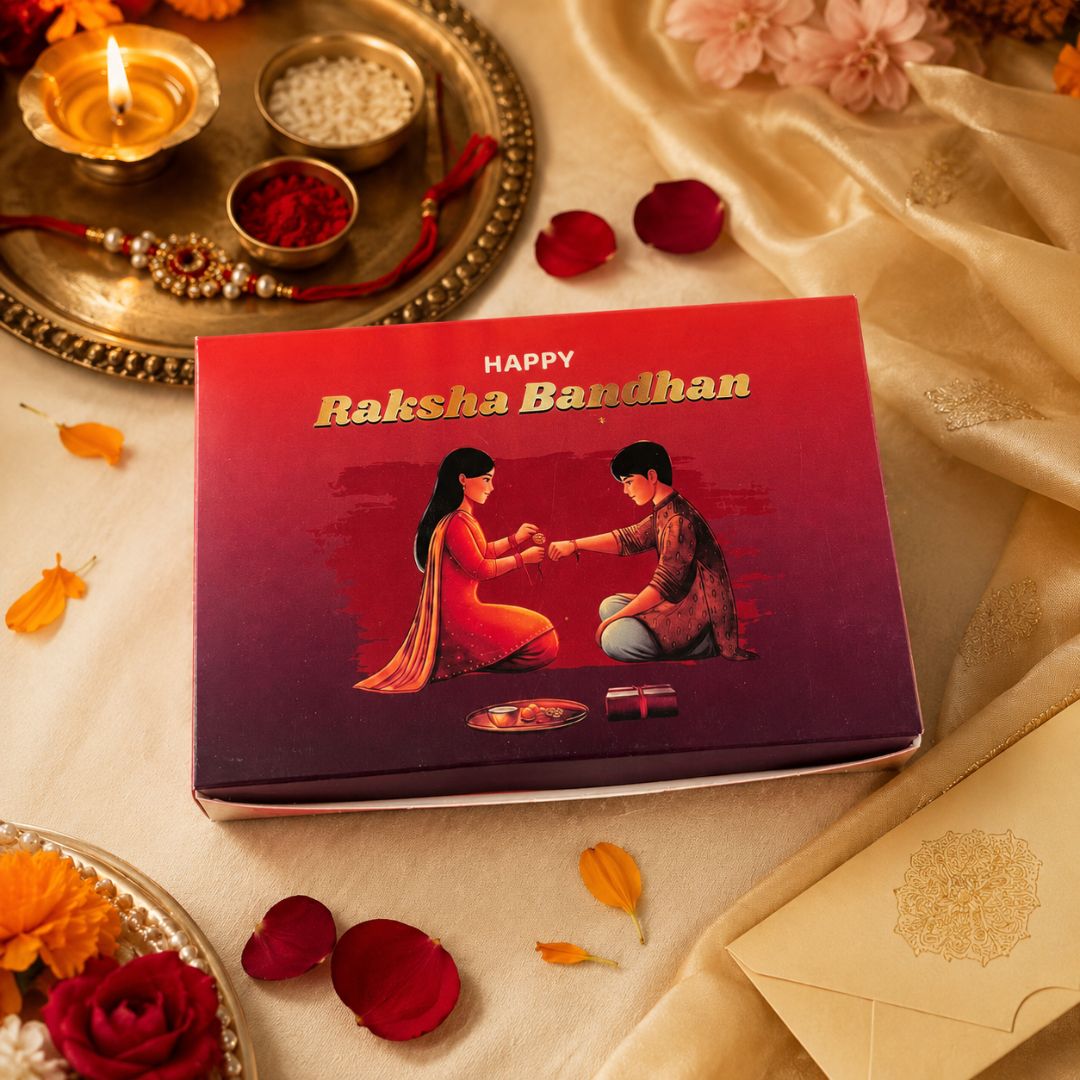 Premium Raksha Bandhan Hamper Box – Red Rakhi Gift Box | Set of 10