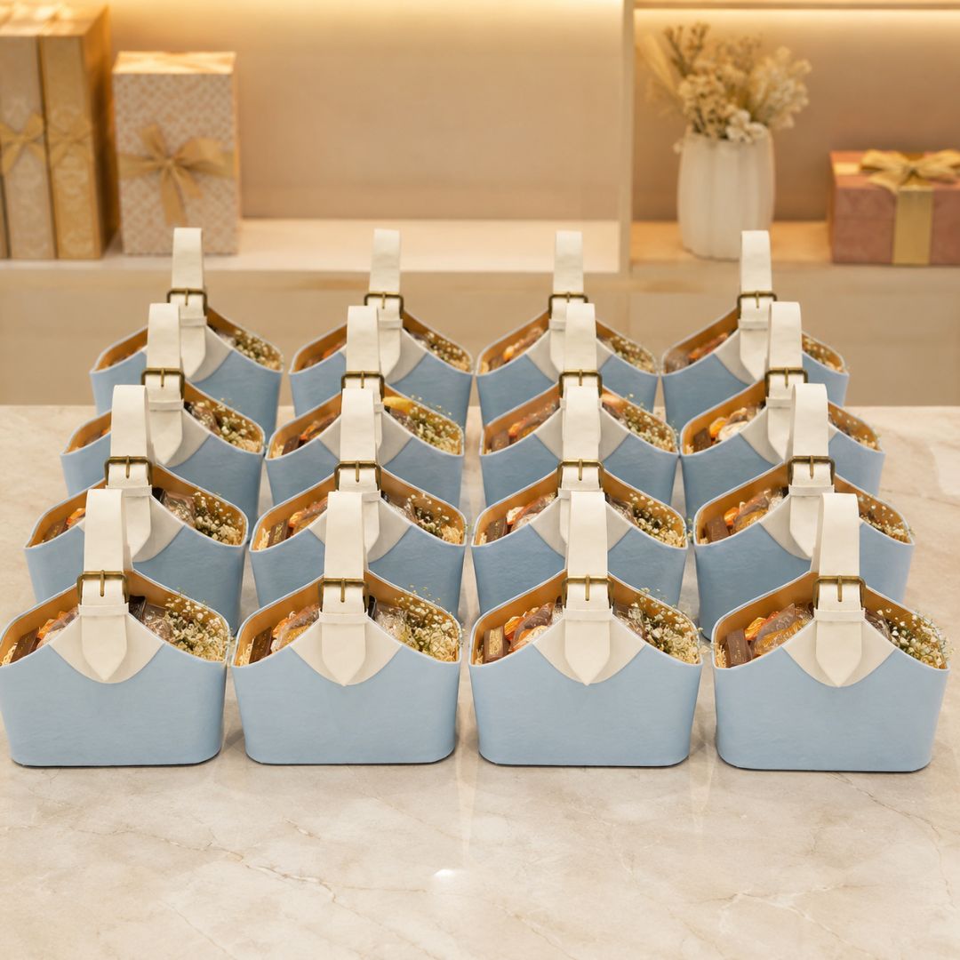 Premium Baby Blue Basket Style Gifting Bag for Hampers, Trousseau & Return Gifts