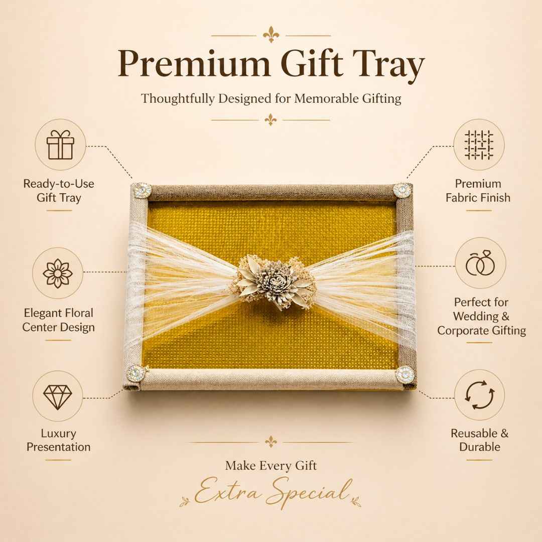 (Set of 3) Eco-Friendly Jute Hamper Trays with Organza & Handcrafted Jute Flower –