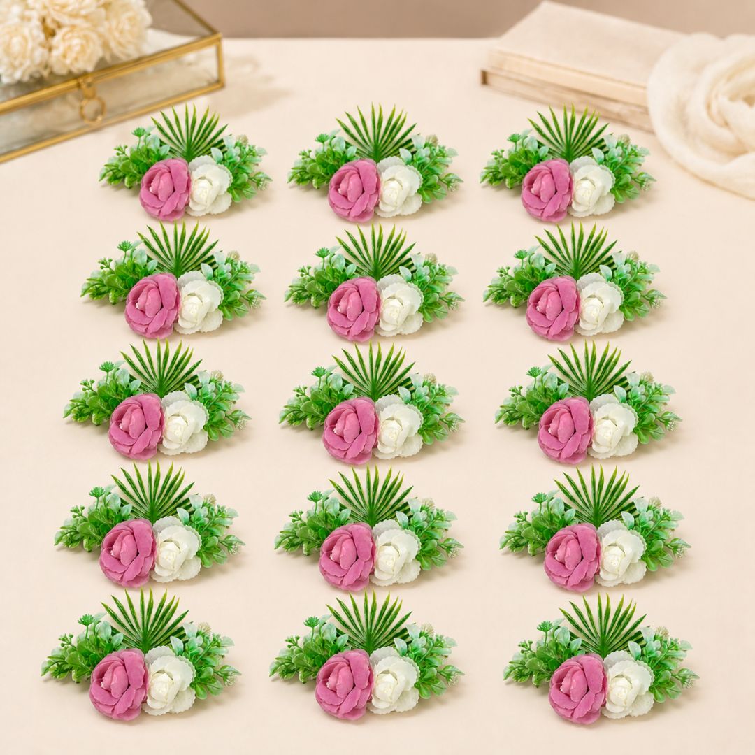 Set of 5 Pink & White Floral Decorative Accessories for Hampers, Trousseau Packing & Wedding Trays