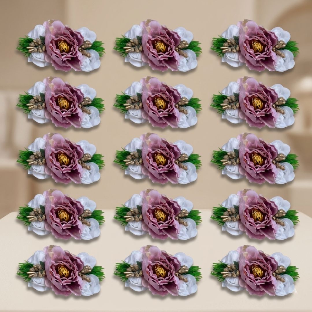 Set of 5 Pink Floral Decorative Accessories for Hamper & Trousseau Packing