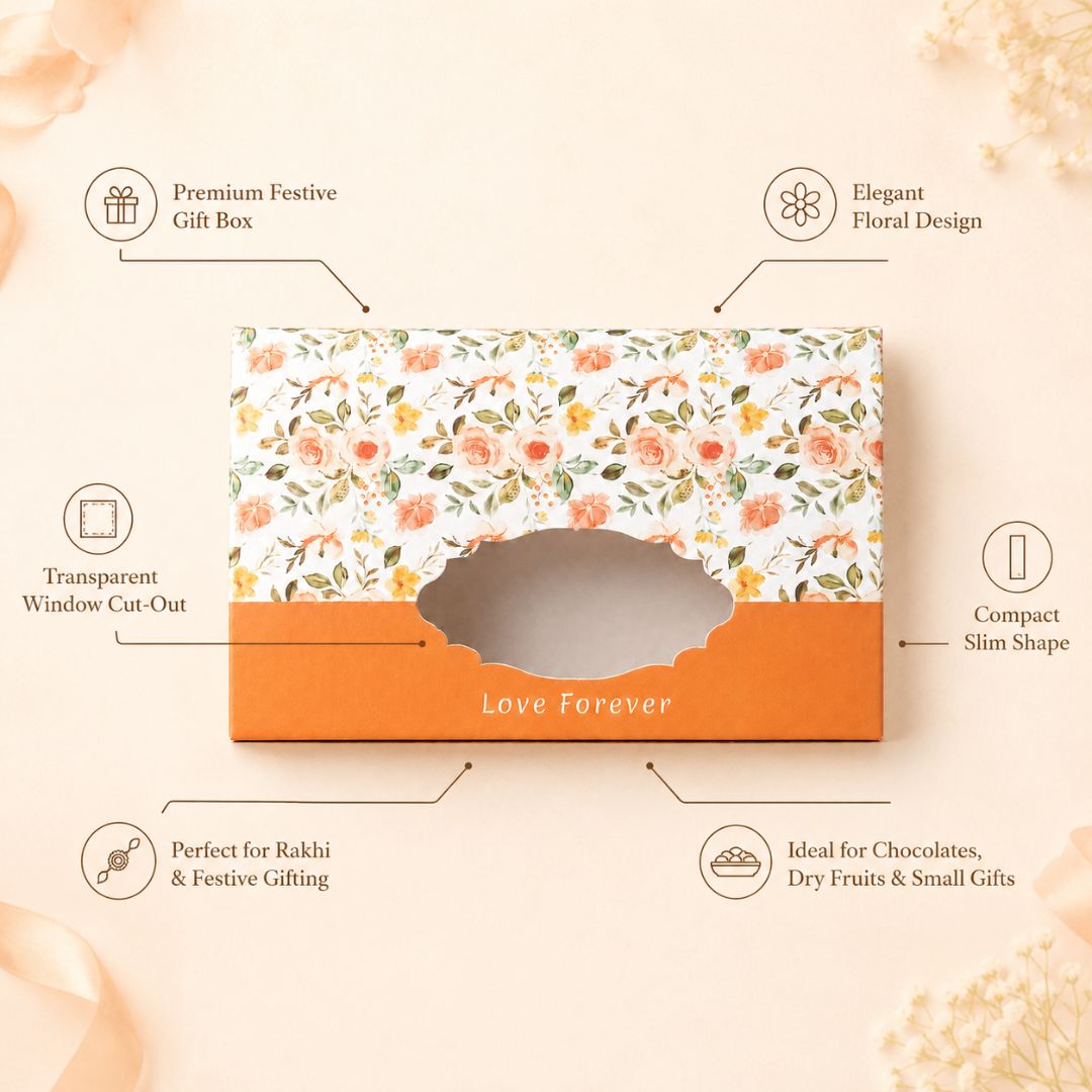 Pack of 8- Orange Floral Love Forever Gift Box