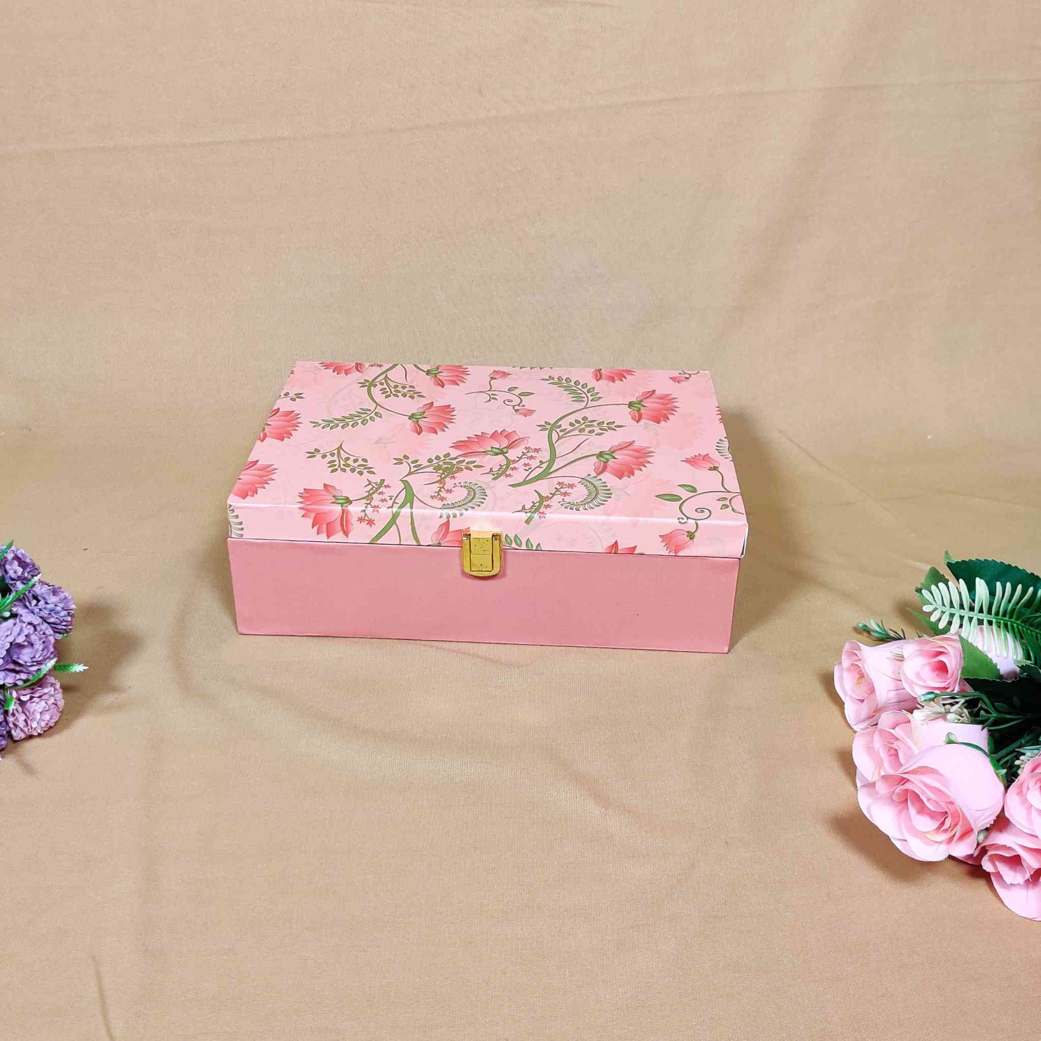 Pink Floral Box For Gift Hamper (10x7x3 inches) | adscraft.in 