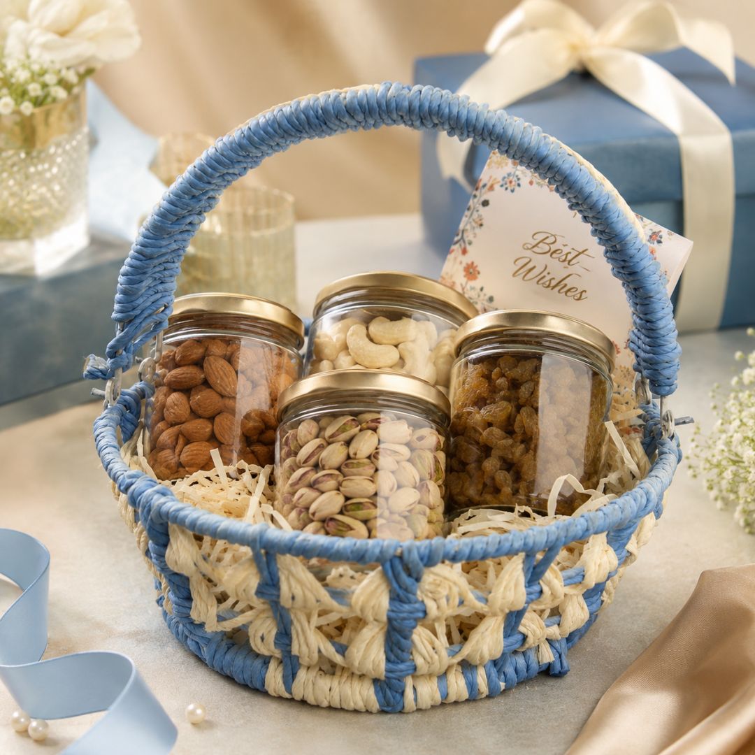 Set of 3 -Blue Ivory Handcrafted Gifting Basket Set