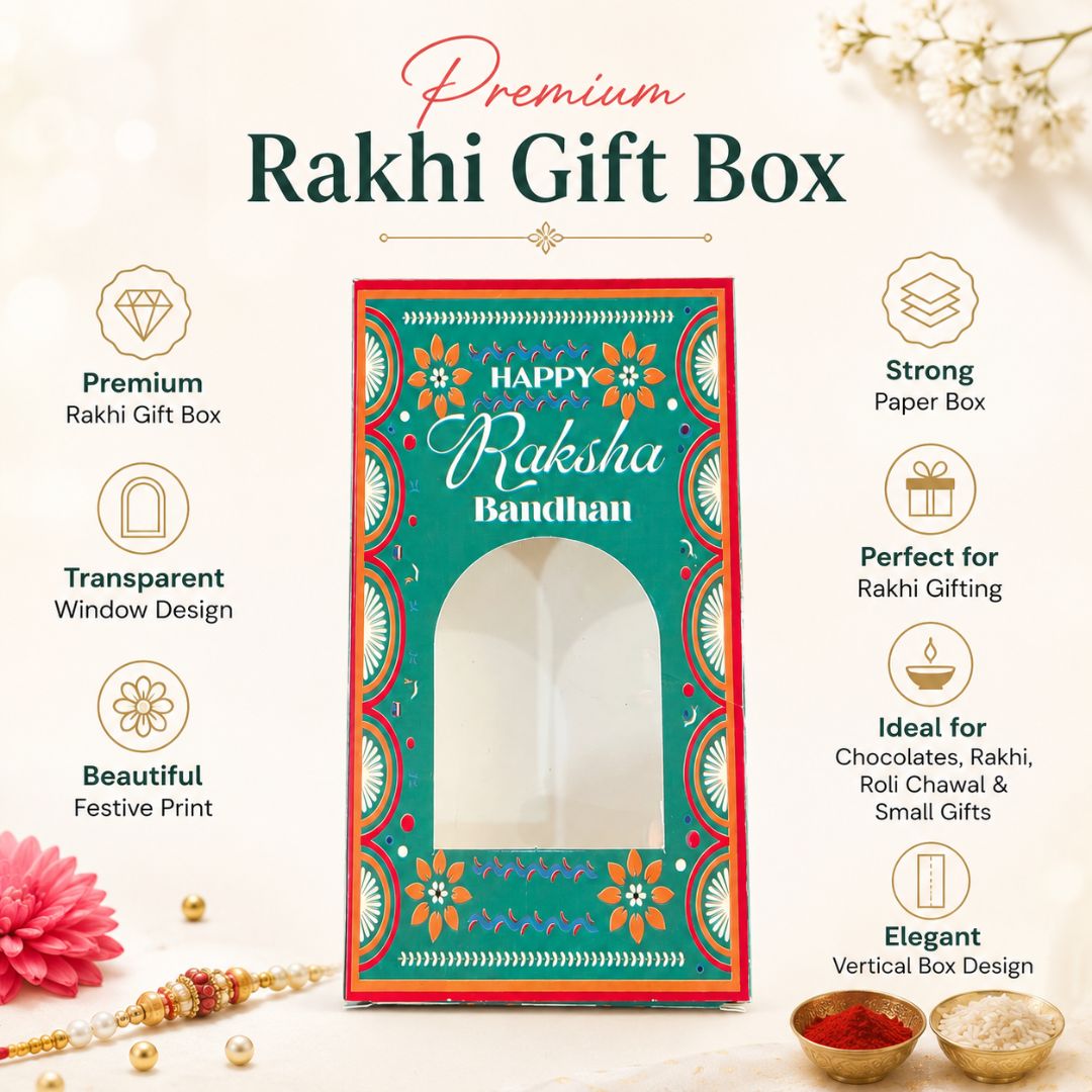 Premium Green Rakhi Hamper Window Box – Raksha Bandhan Gift Box | Set of 10