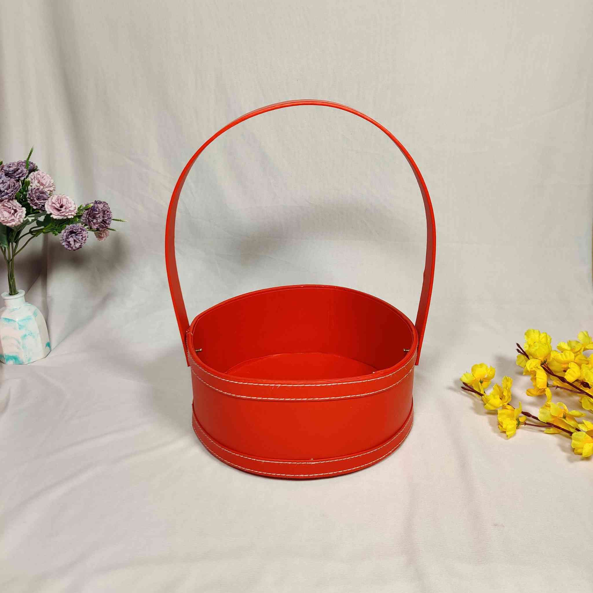 Red Handle Basket For Gift Hamper (10x10x4 inches) | adscraft.in 