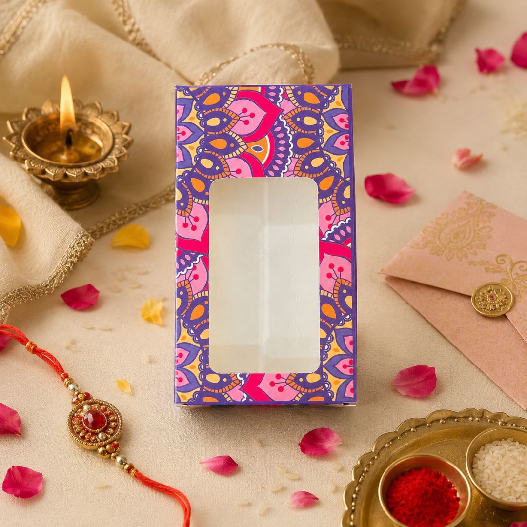 Multicolor Rakhi Hamper Window Box – Premium Raksha Bandhan Gift Box | Set of 10