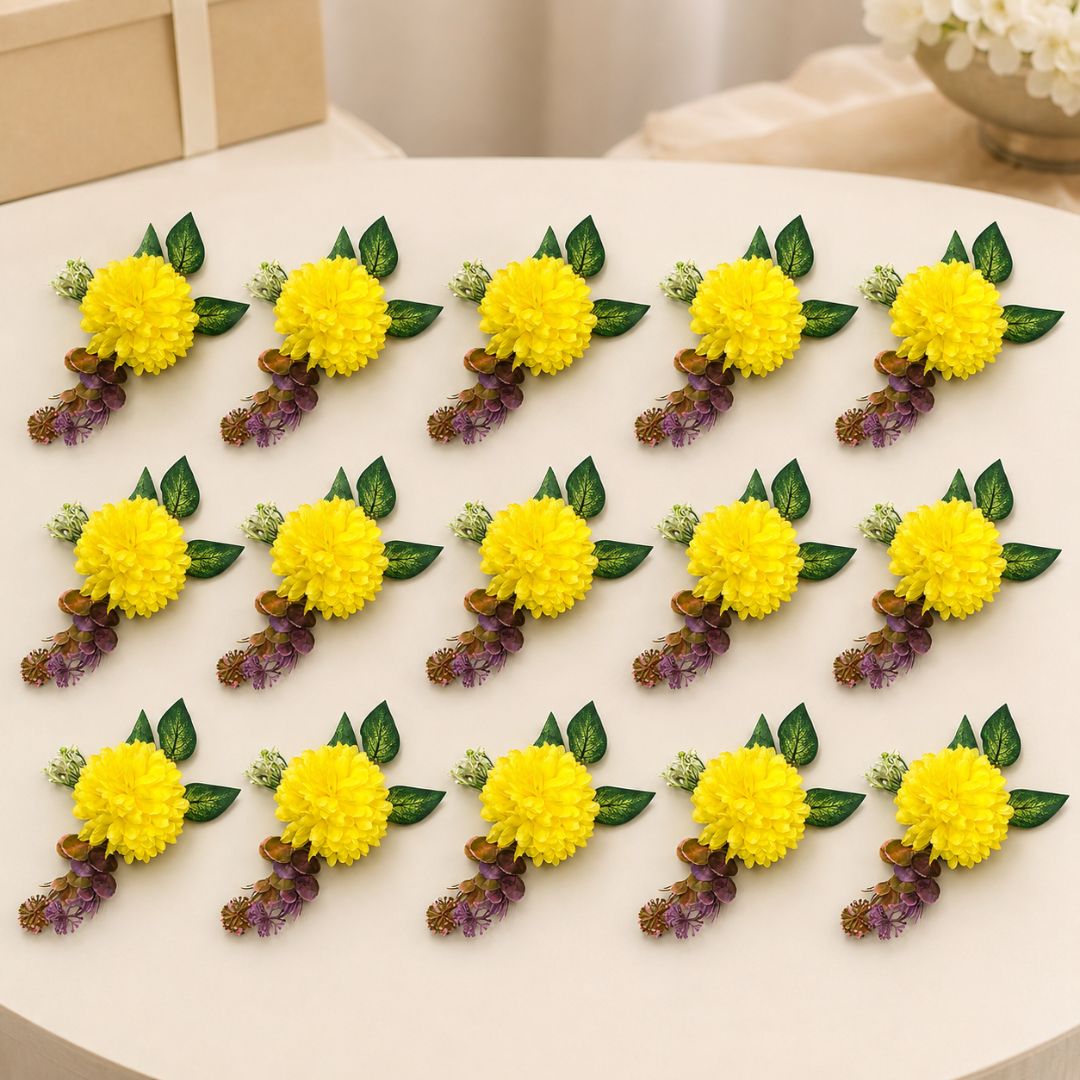 Yellow Floral Decoration Accessory for Hamper Packing