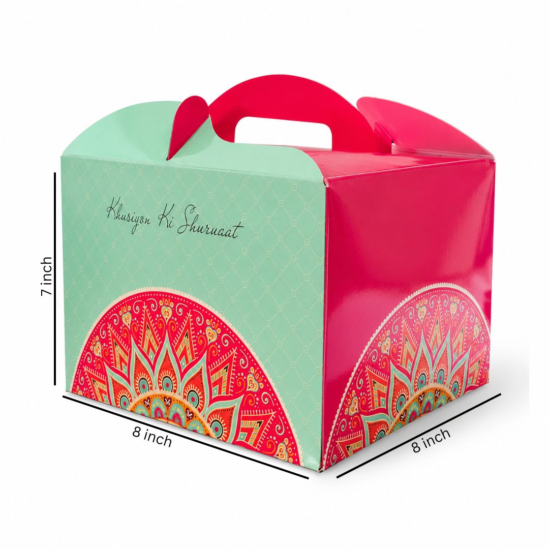 Pack of 8- Mint Pink Mandala Festive Gift Box