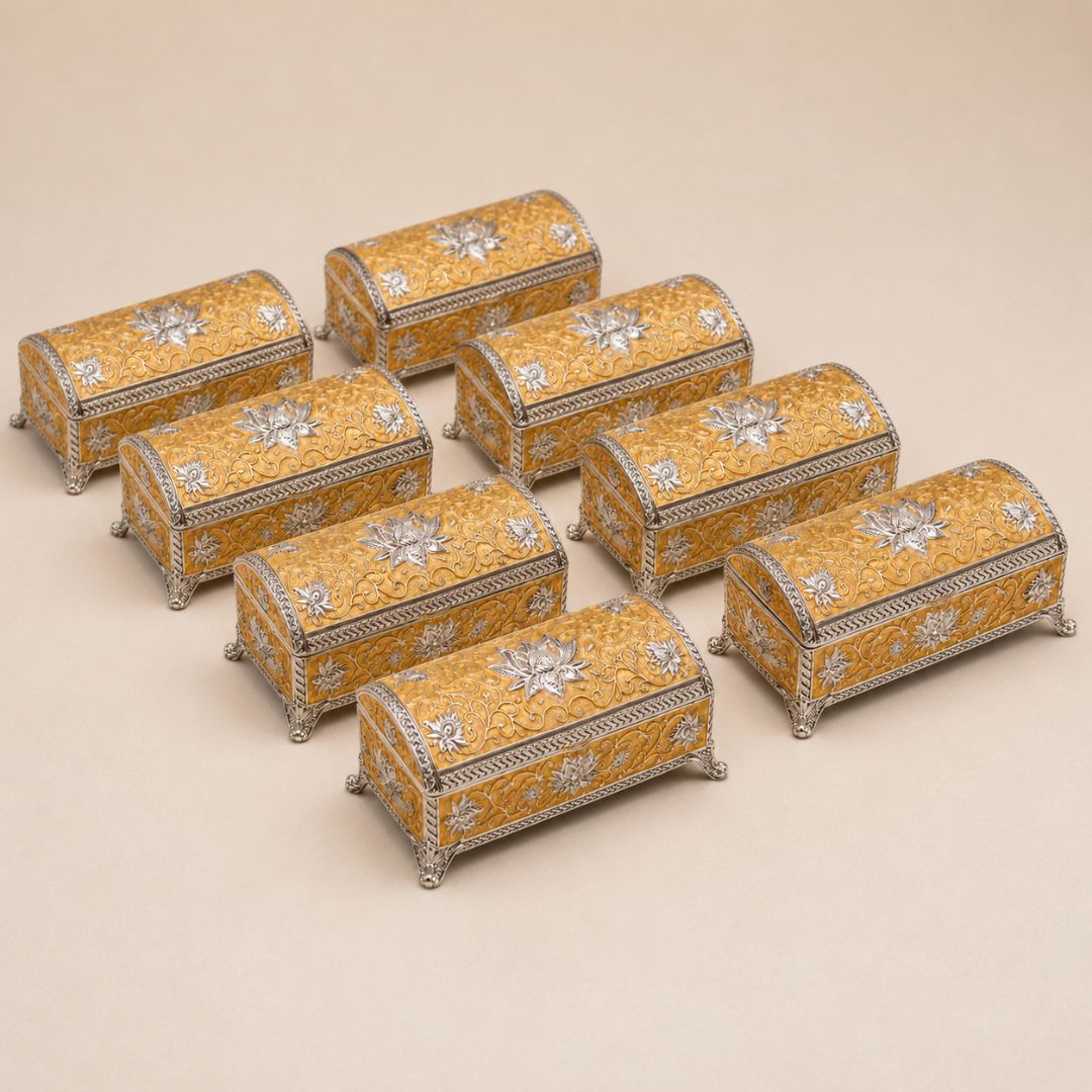 Royal Enamel German Silver Storage Box – Premium Velvet-Lined Gift Box