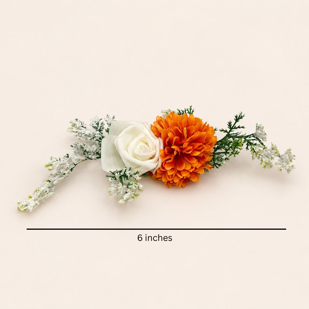 Orange & White Floral Decoration Accessory for Hamper Packing