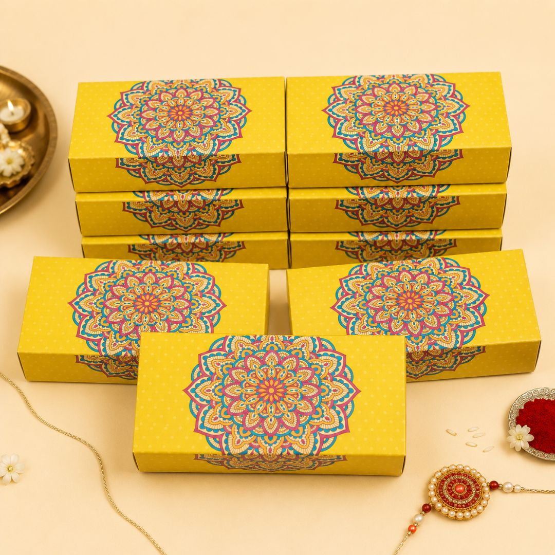 Pack of 8- Yellow Mandala Premium Gift Box
