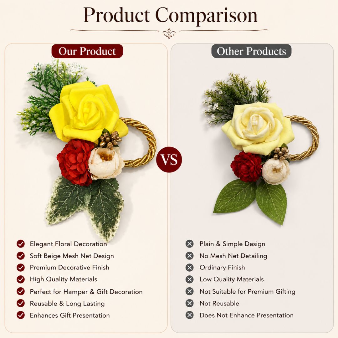 Yellow Rose Floral Decoration Accessory for Hamper Packing