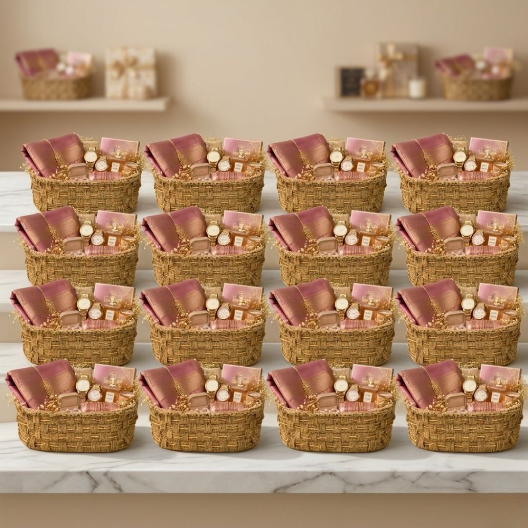 Premium Natural Jute Oval Hamper Basket Set – (Set of 3) - Adscraft.in