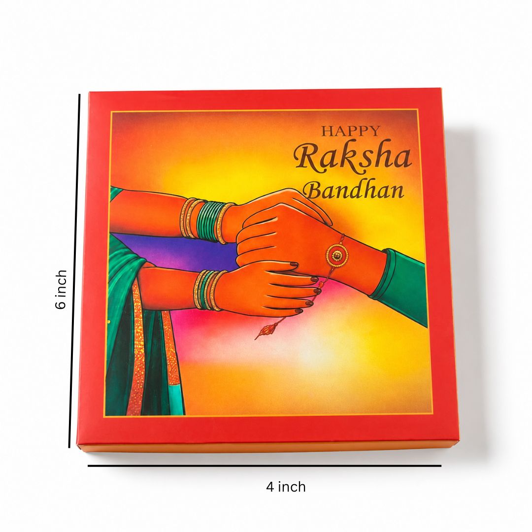 Happy Raksha Bandhan Orange Rakhi Gift Box Pack of 10