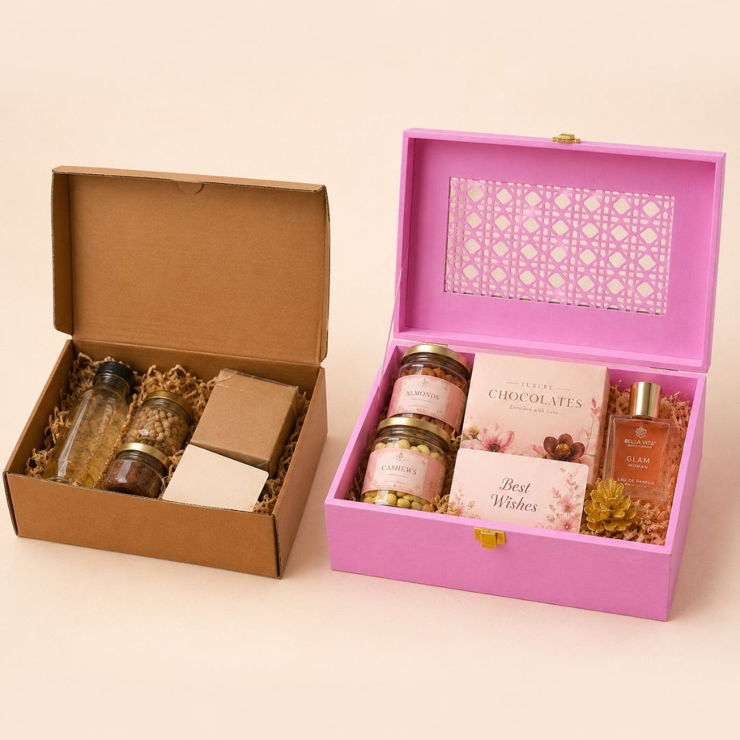 Pastel Pink Laser Cut Gift Box with Golden Latch