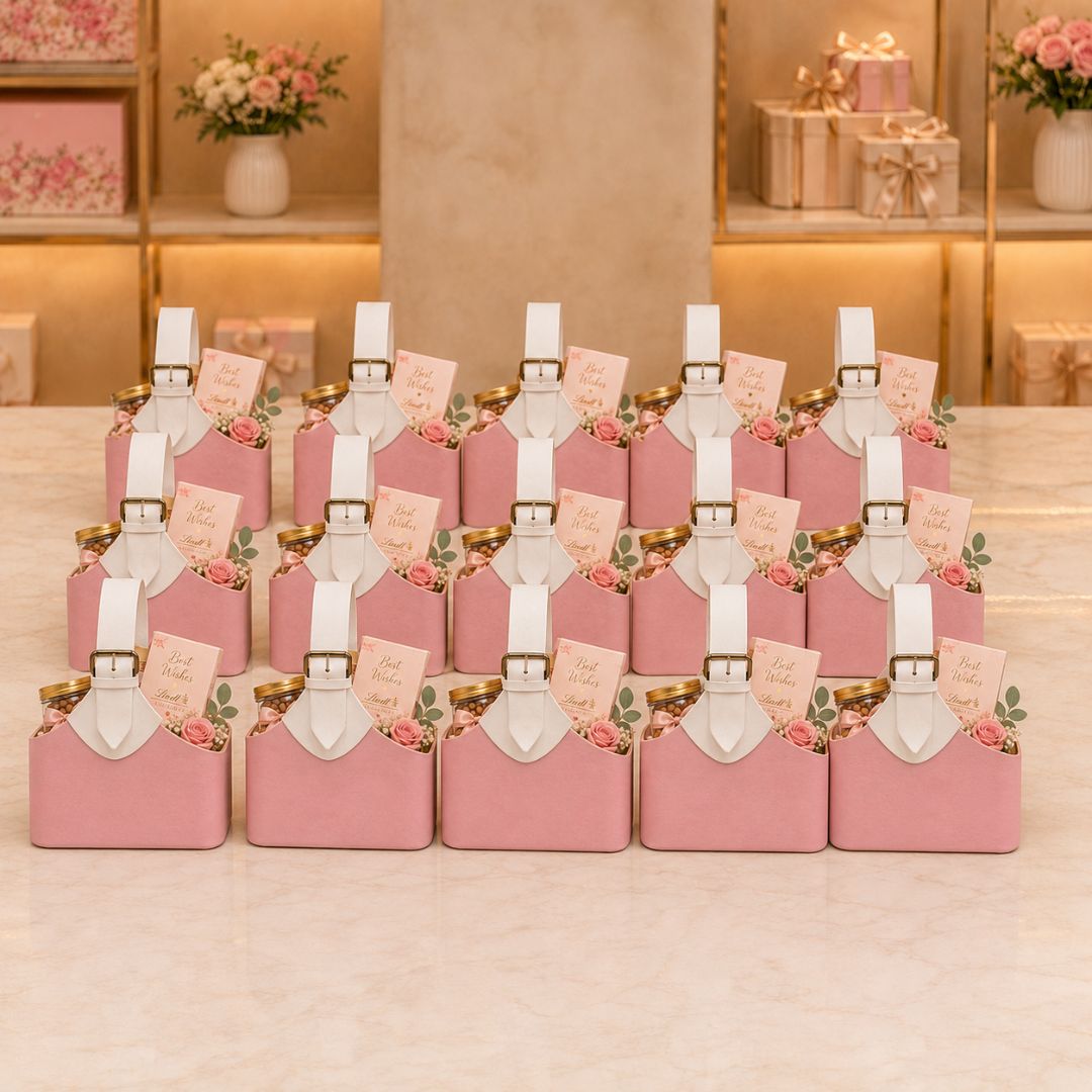 Premium Blush Pink Basket Style Gifting Bag for Hampers, Trousseau & Return Gifts