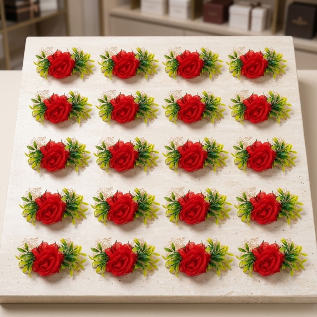 Red Rose Flower Bunch for Hamper Decoration – Pack of 5 - Adscraft.in