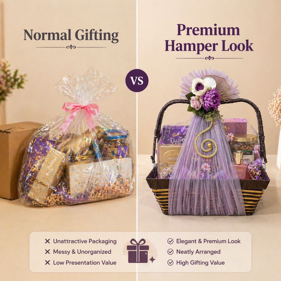 (Set of 3)Premium Lavender Net Gift Baskets with Floral Decor & Handle (16 x 12 Inches)