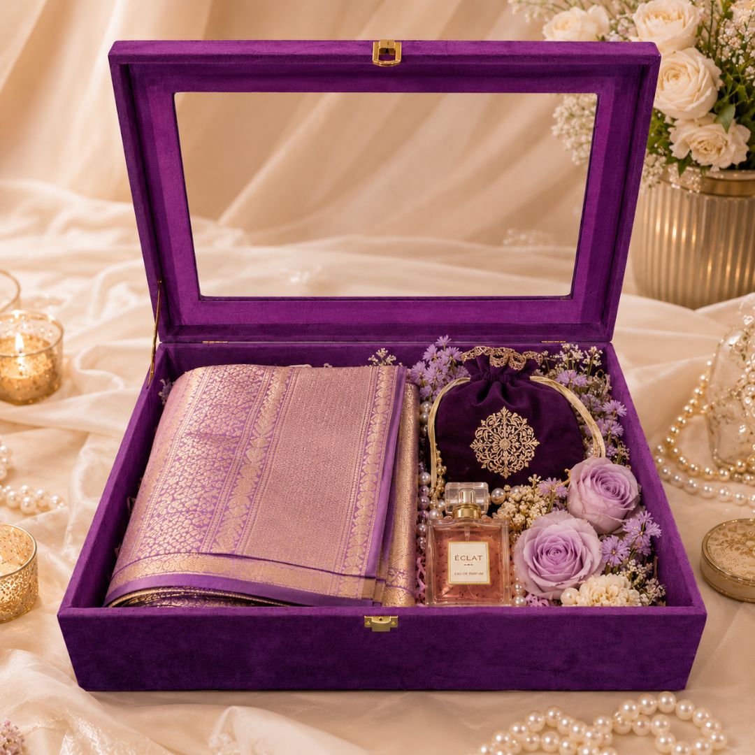 Purple Transparent Lid Gift Box with Golden Latch