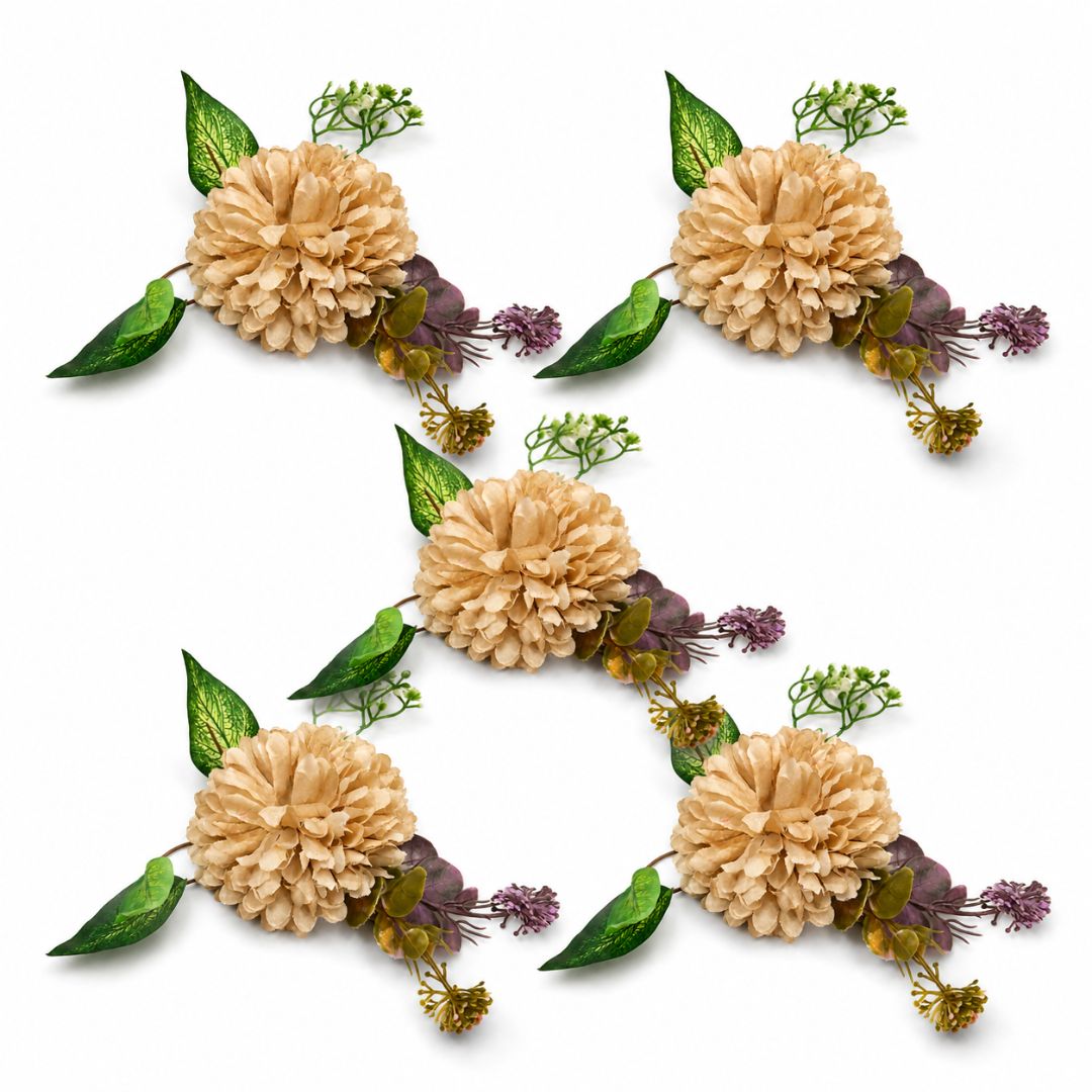 Pack of 5 Beige Floral Decoration Accessories for Hamper Packing