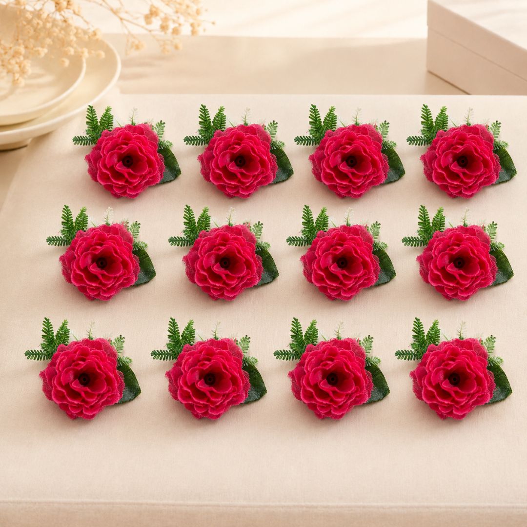 Set of 5 Pink Rose Decorative Flower Accessories for Hamper & Trousseau Packing