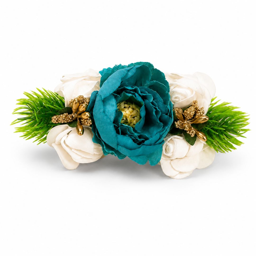 Pack of 5 Teal Blue Floral Decoration Accessories for Hamper Packing