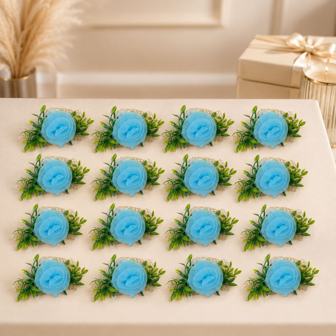 Sky Blue Net Flower Bunch for Hamper Decoration – Pack of 5 - Adscraft.in