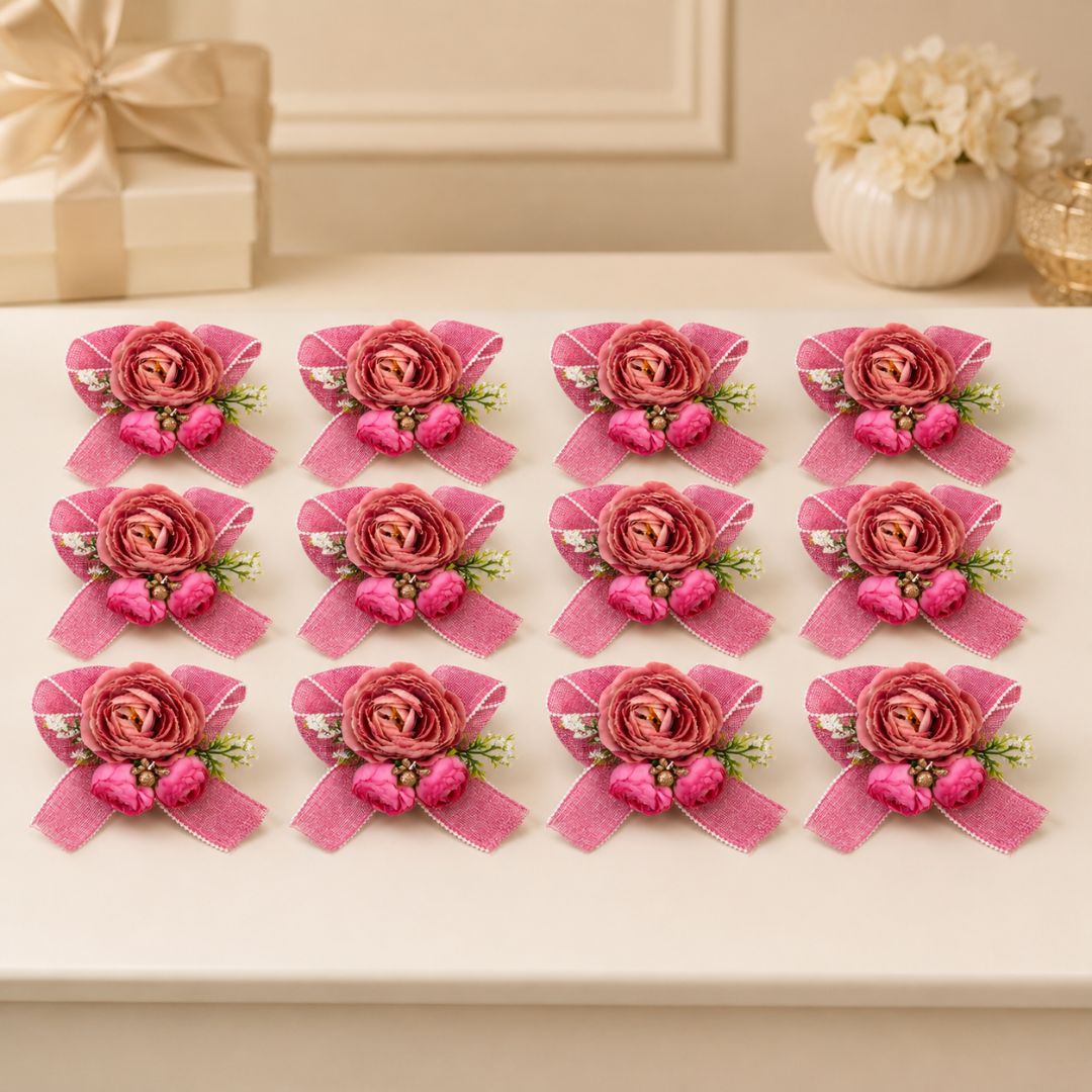 Dusty Pink Flower Bunch with Bow for Hamper Decoration – Pack of 5 - Adscraft.in