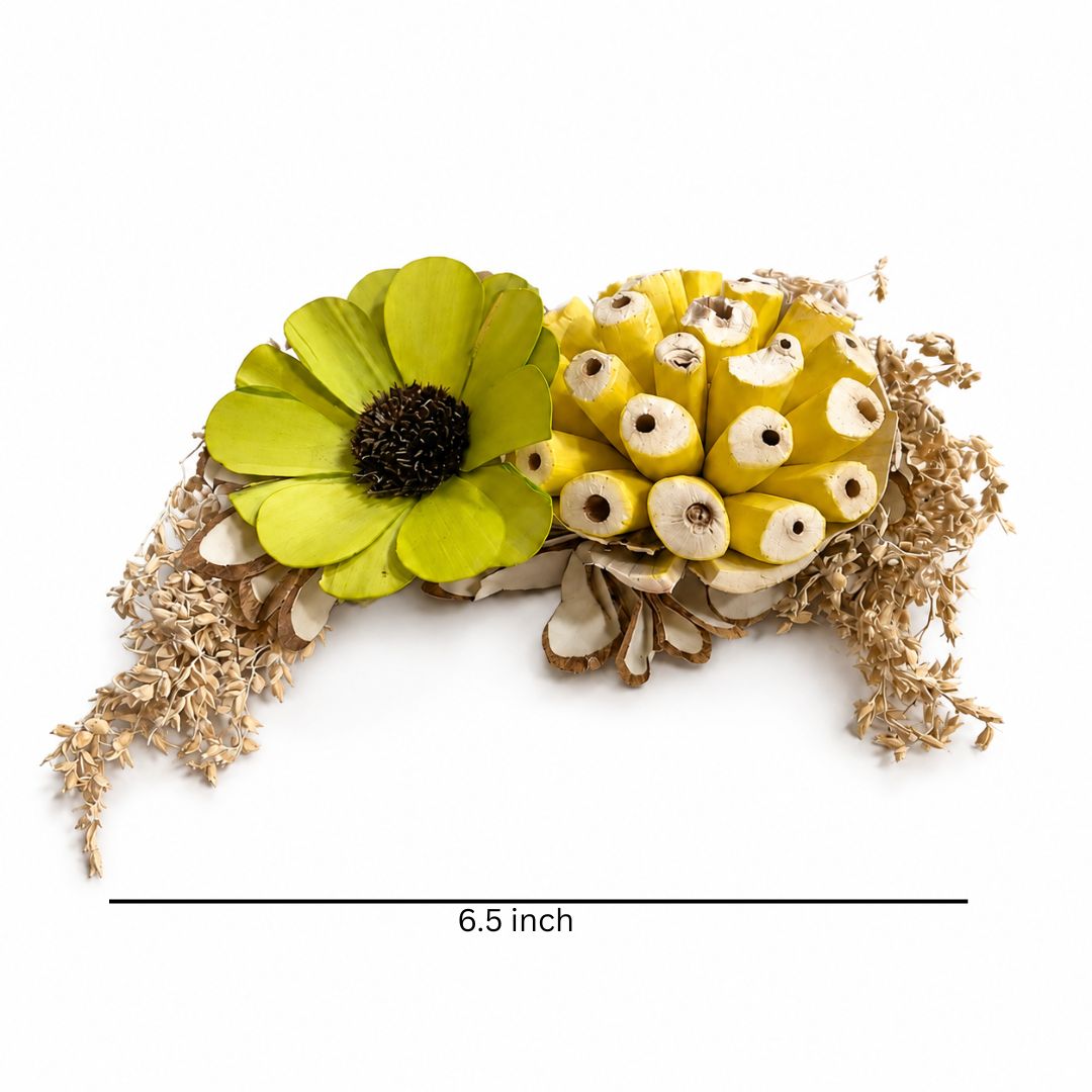 Set of 5 Green & Yellow Floral Decorative Accessories for Hamper & Trousseau Packing