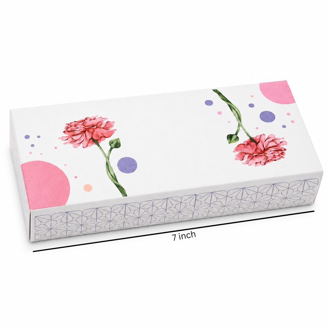 Pack of 8-White Carnation Floral Slim Gift Box