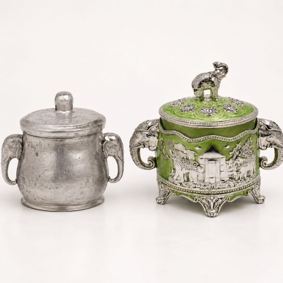 German Silver Elephant Lid Decorative Storage Box – 3 Inch Premium Handcrafted Gift Container - Adscraft.in