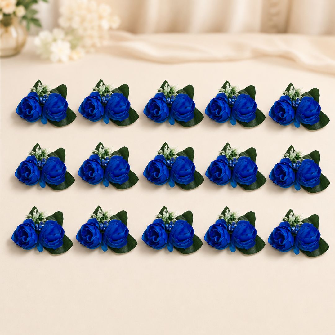 Set of 5 Royal Blue Rose Decorative Accessories for Hamper & Trousseau Packing